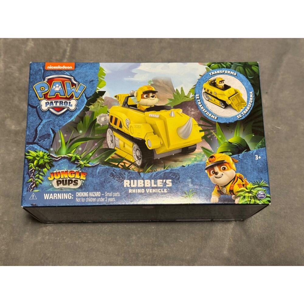 🔥PAW Patrol Jungle Pups Rubble Rhino Vehicle Truck & Collectible Action Fig🔥